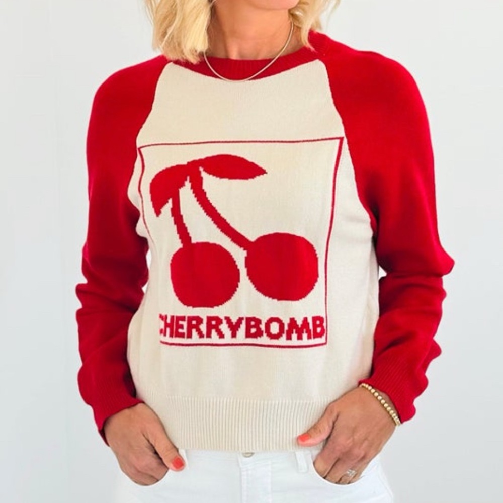 Cherry Bomb Raglan Sleeve Sweater